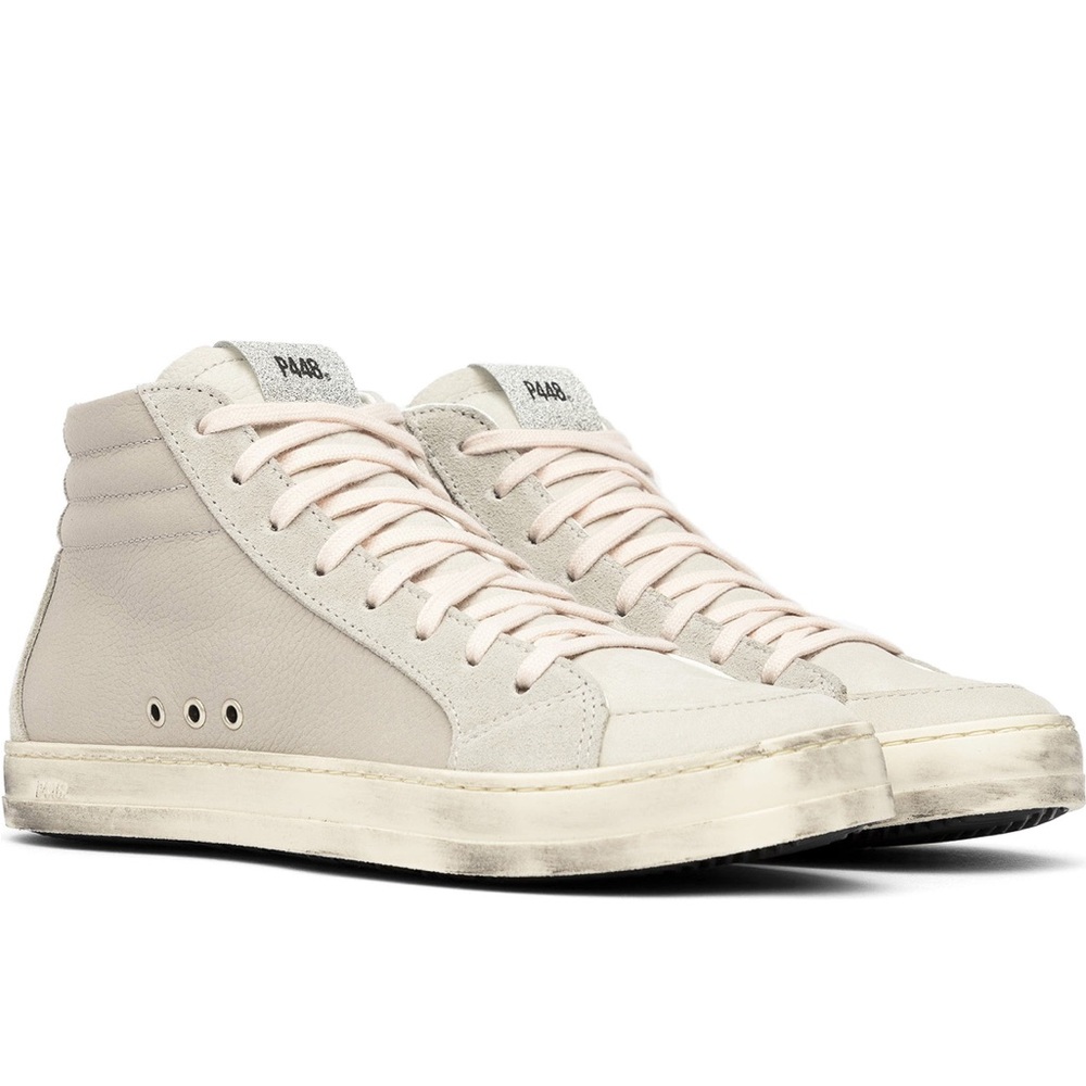 P448 High-Top Sneakers in Light Beige and Pale Pink